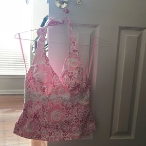 Lilly Pulitzer - pink & white - halter top sz 4